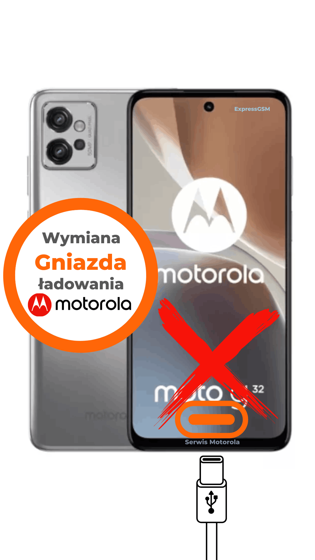 wymiana gniazda ładowania Motorola