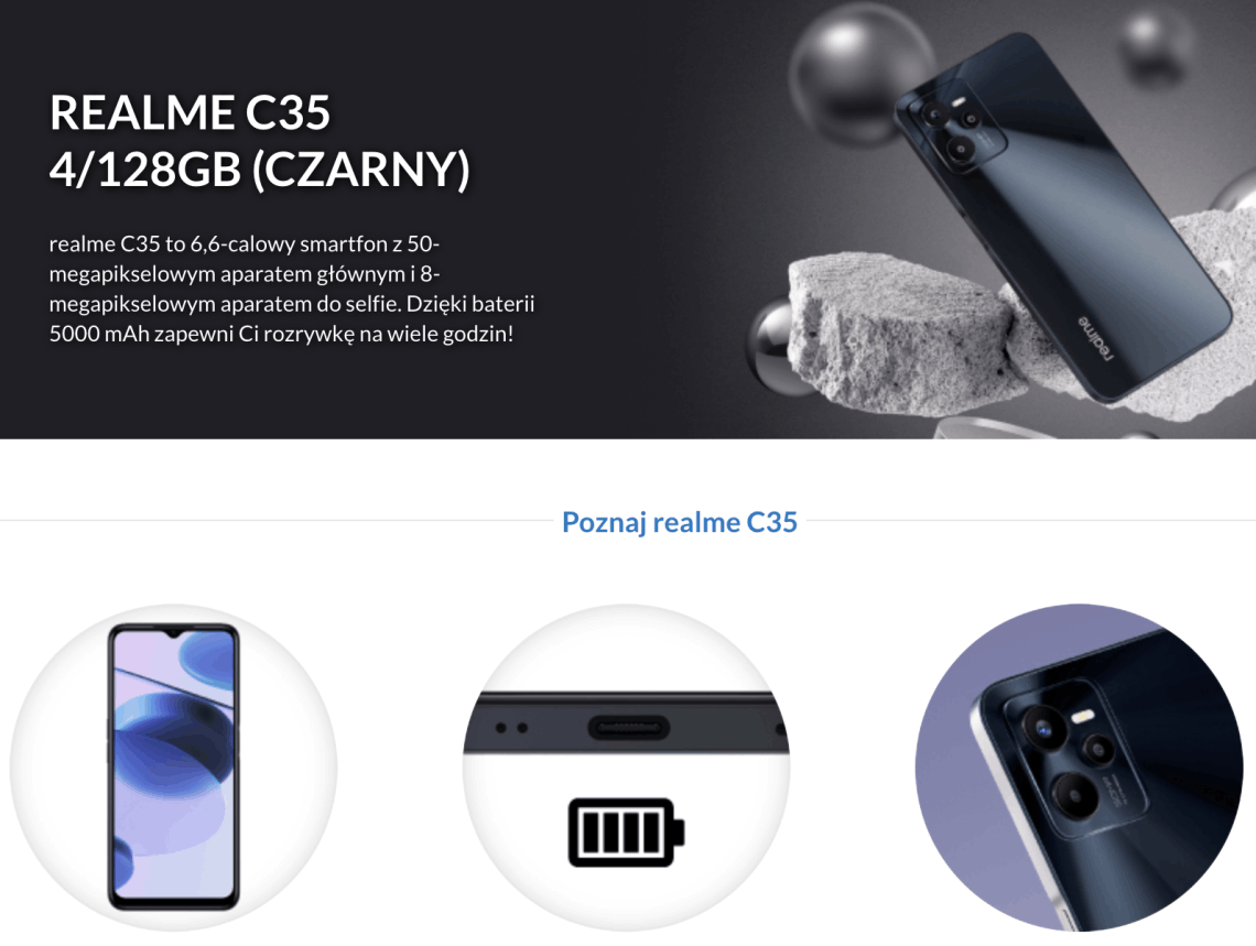 Dane techniczne Realme C35 Naprawa