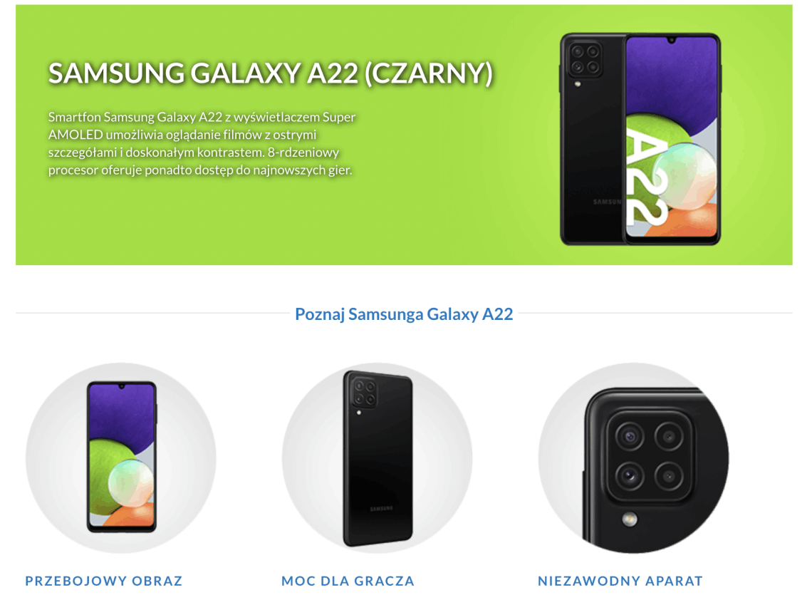 Dane techniczne Samsung A22