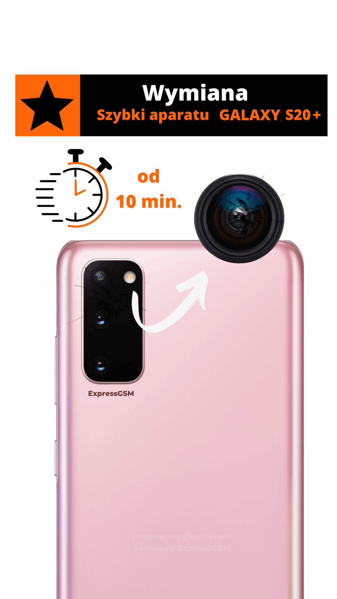 Wymiana szybki aparatu Samsung S20 Plus