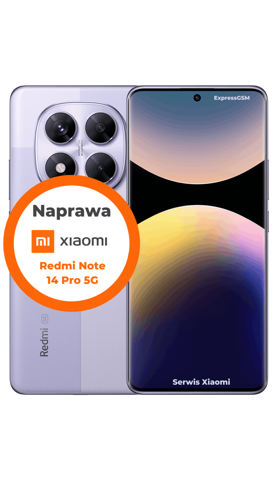 Serwis Xiaomi Redmi Note 14 Pro 5G – uszkodzona szybka przed wymianą